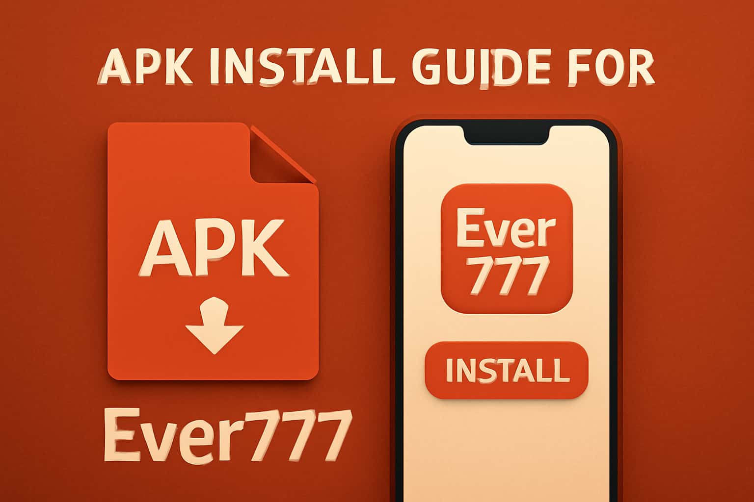 An informational piece showcasing the APK Install Guide for Ever777 with a high-tech design.