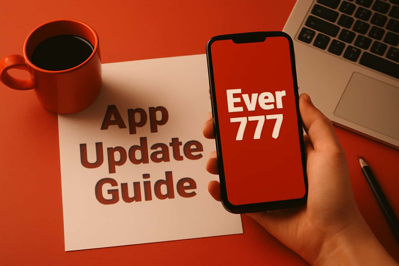 An informative scene representing the Ever777 App Update Guide.