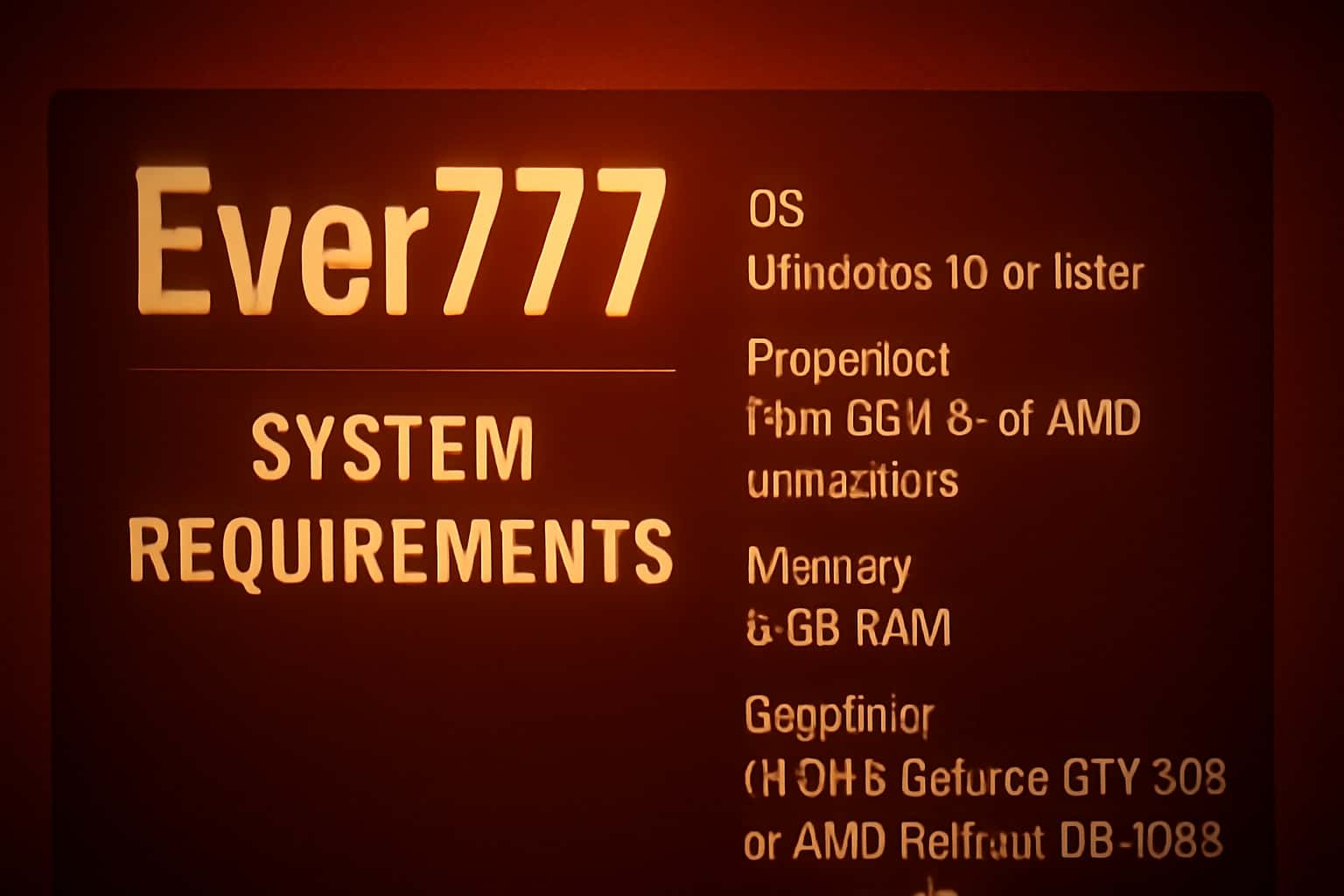 An informative visual representation of the system requirements for Ever777.