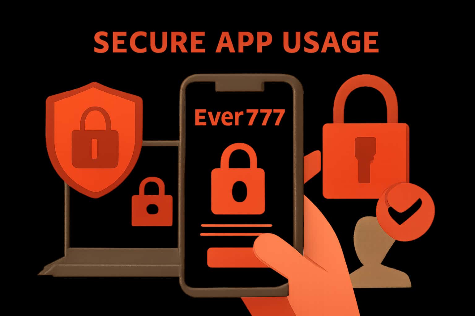 Visual representation of Secure Ever777 App Usage with the text Ever777 prominently displayed.